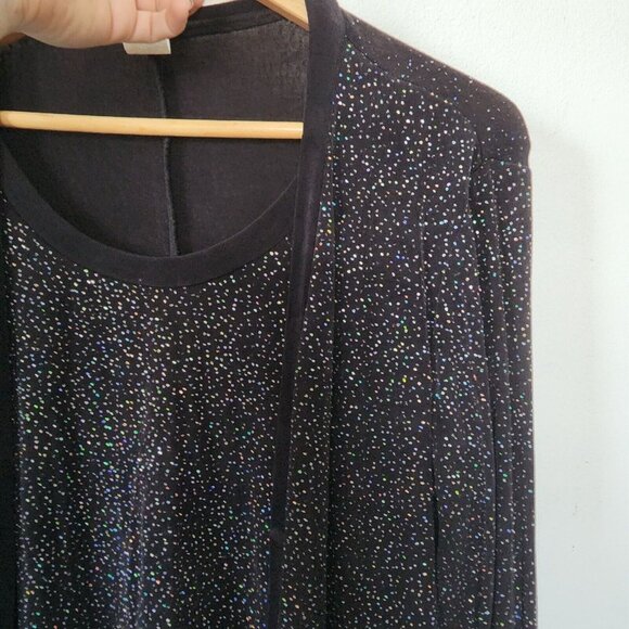 Vintage Y2k Expo Slinky Layered Shirt Cardigan Sparkle Holiday Size 8 New Years - Picture 6 of 6